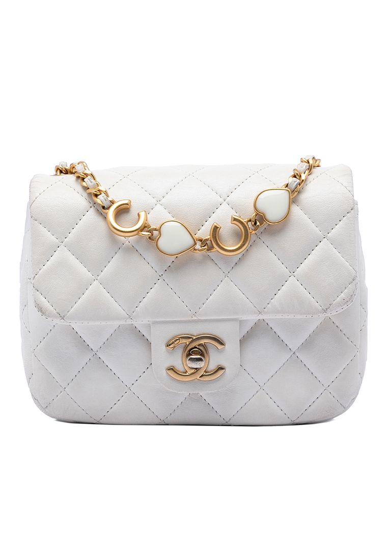 CHANEL Pre-Loved Chanel Mini Square Classic Lambskin Enamel Coco Hearts Single Flap
