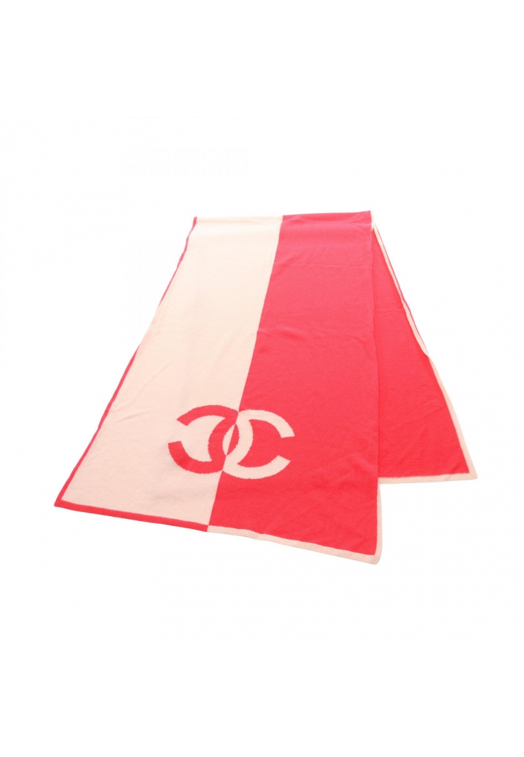 Chanel Pre-Loved Chanel coco mark Stall Scarf cashmere pink pink beige