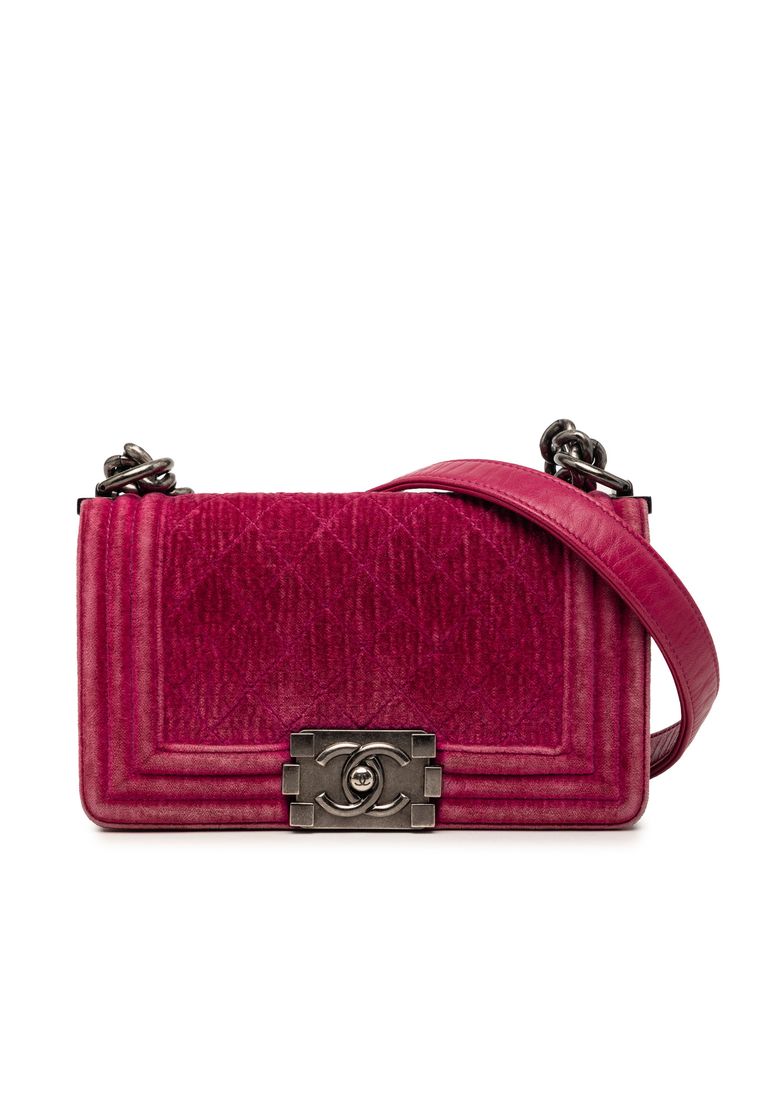 CHANEL Pre-Loved Chanel Small Quilted Velvet Boy Flap