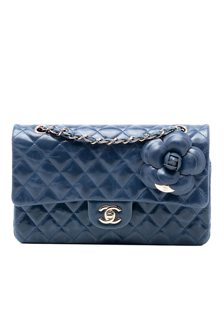Chanel Pre-Loved Chanel Medium Classic Glazed Calfskin Camellia Double Flap