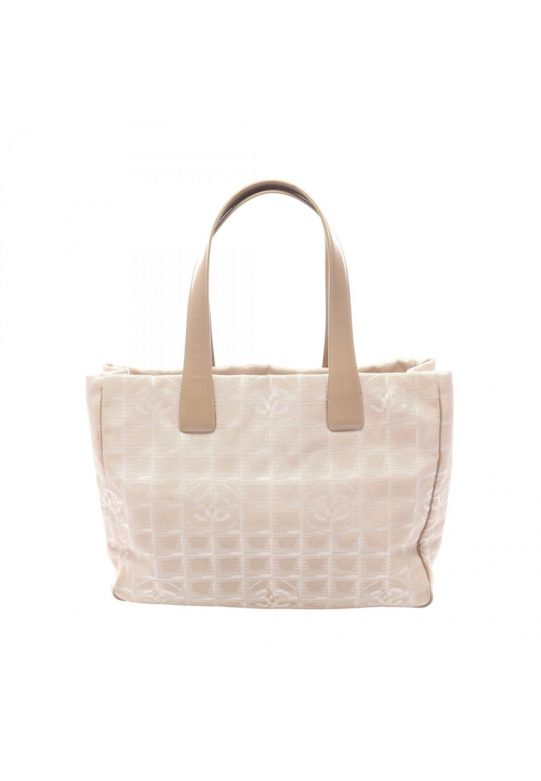 Chanel Pre-Loved Chanel New travel line MM Handbag tote bag nylon canvas leather beige gold hardware