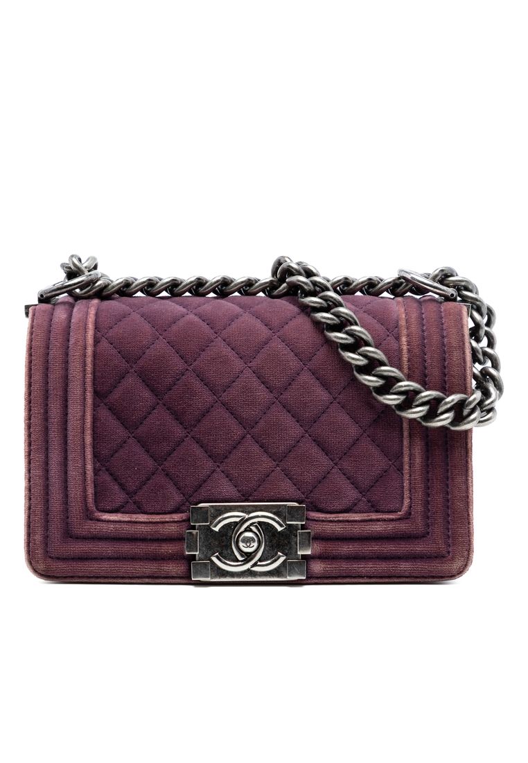 Chanel Pre-Loved Chanel Small Quilted Velvet Boy Flap