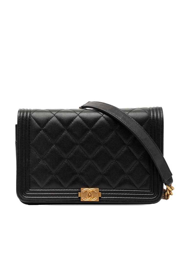 Chanel Pre-Loved Chanel Quilted Caviar Boy Wallet On Chain