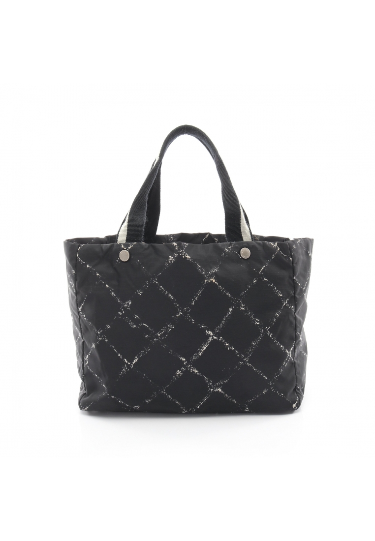 Chanel Pre-Loved Chanel old travel line Handbag tote bag Nylon black white silver hardware