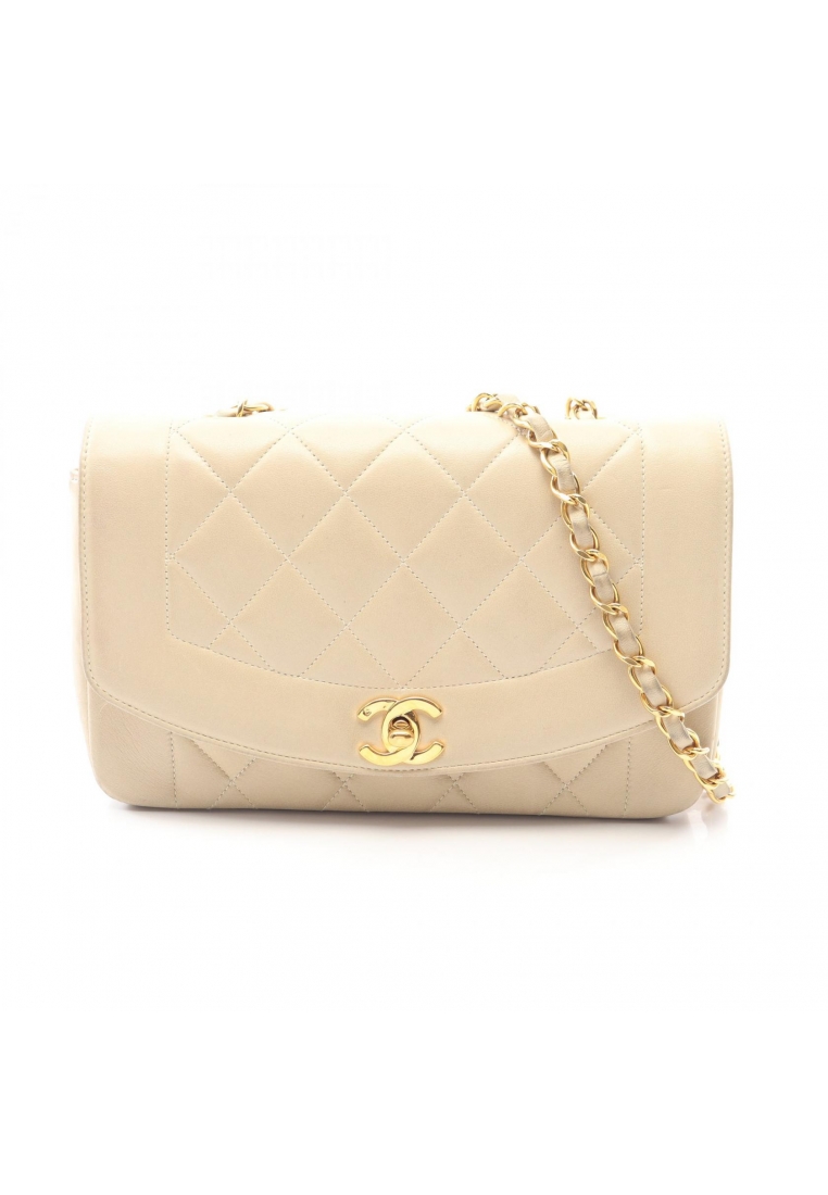 Chanel Pre-Loved Chanel matelasse diana flap chain shoulder bag lambskin beige gold hardware vintage