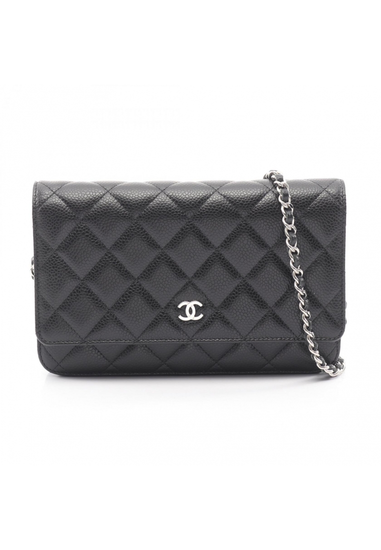 Chanel Pre-Loved Chanel matelasse chain wallet Caviar skin black silver hardware