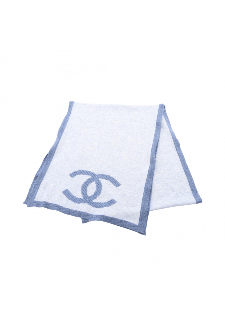 Chanel Pre-Loved Chanel coco mark Scarf cashmere cotton blue