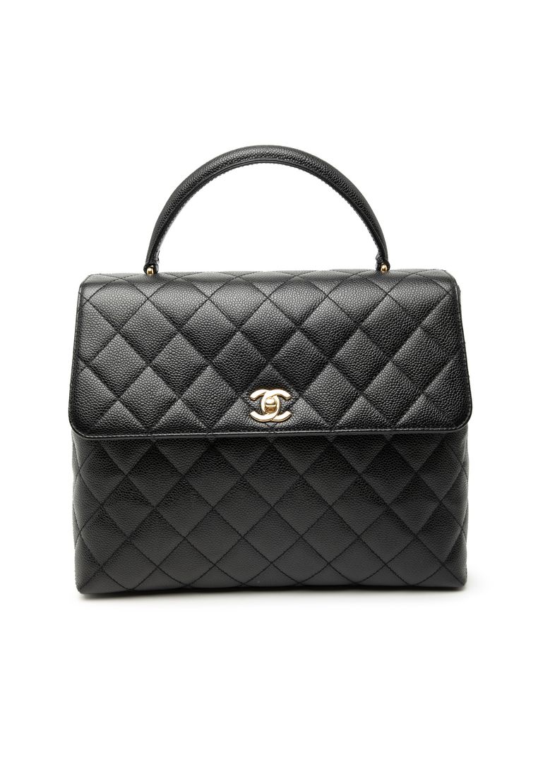 Chanel Pre-Loved Chanel Cc Quilted Caviar Kelly Top Handle Bag