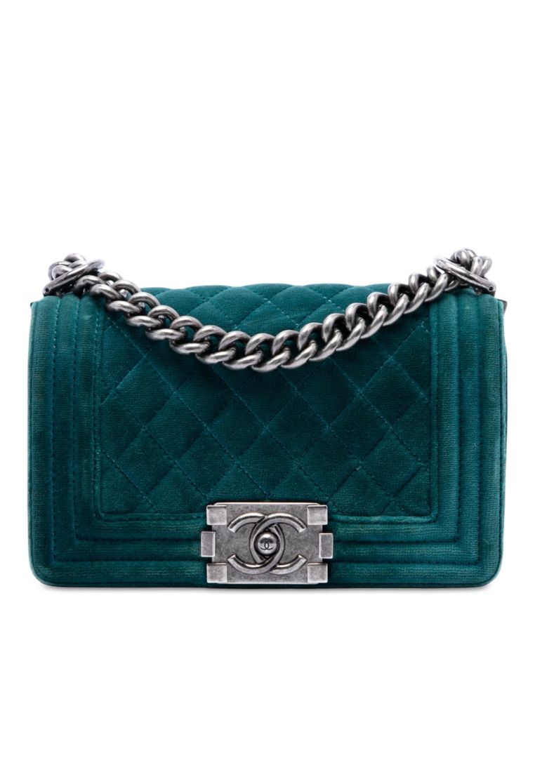Chanel Pre-Loved Chanel Small Quilted Velvet Boy Flap