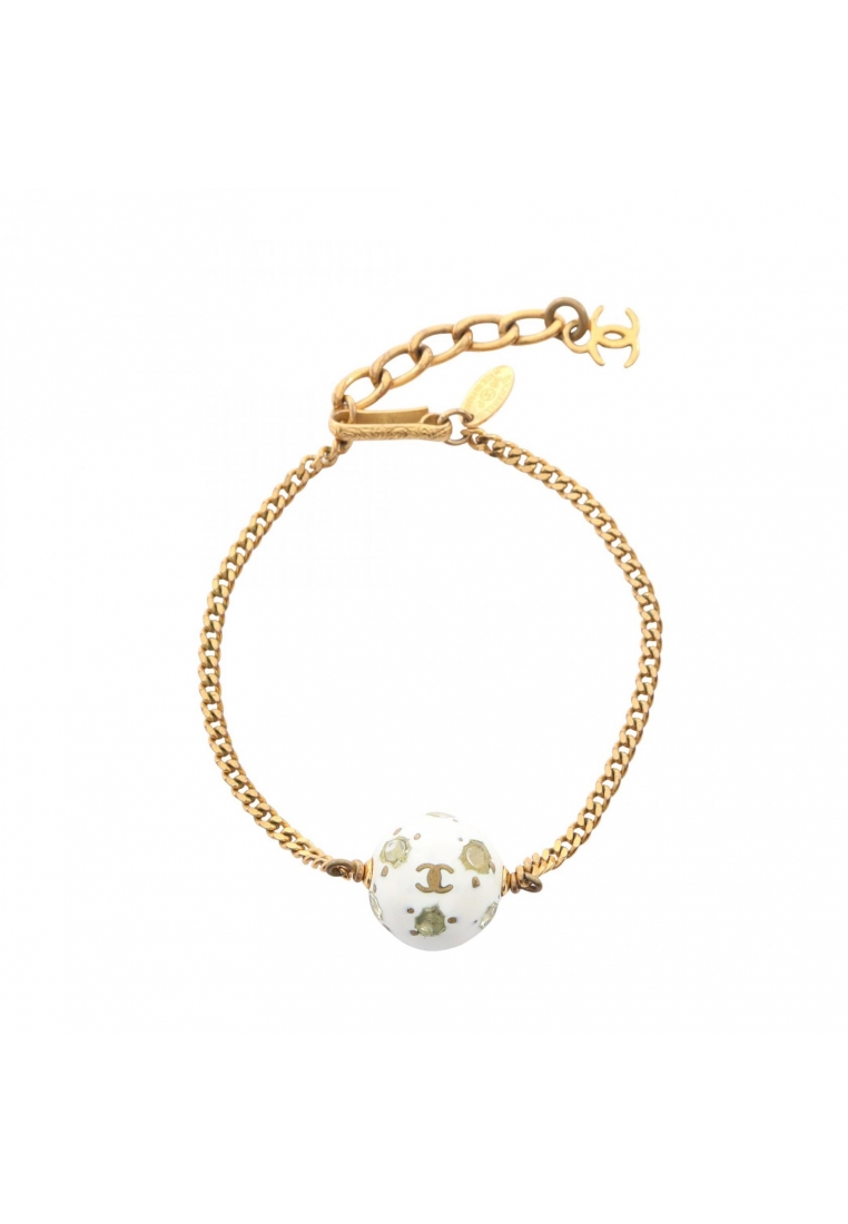 CHANEL Pre-Loved Chanel coco mark ball bracelet GP Rhinestone white gold 98P