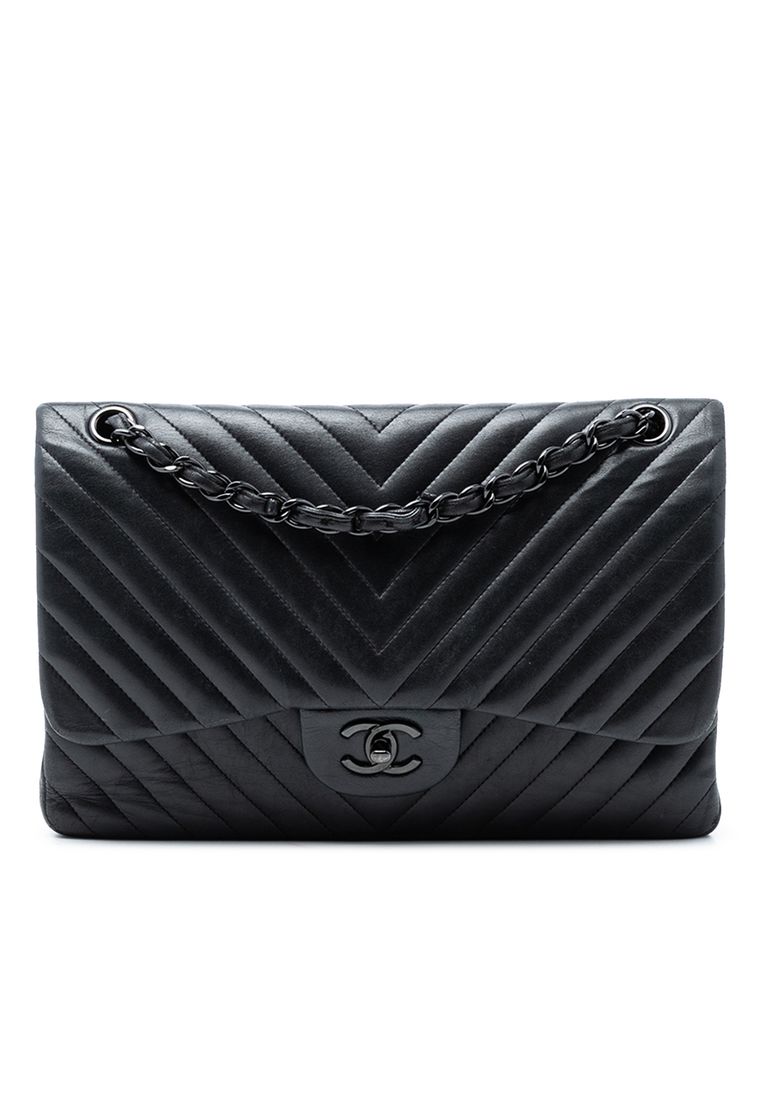 Chanel Pre-Loved Chanel Jumbo Classic Chevron Lambskin So Black Double Flap