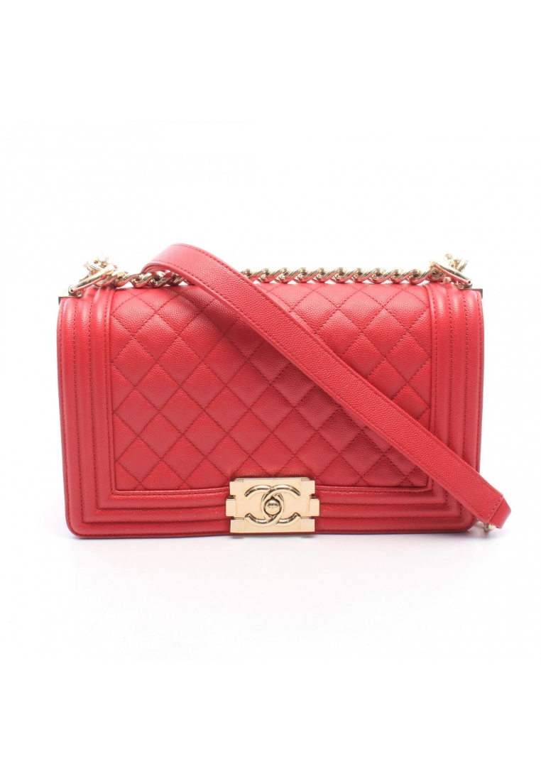 CHANEL Pre-Loved Chanel boy chanel chain shoulder bag Caviar skin pink gold hardware
