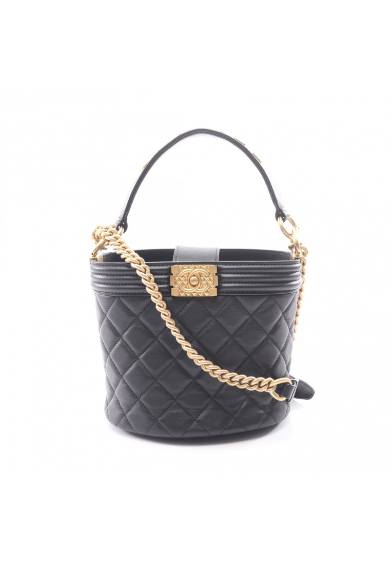 CHANEL Pre-Loved Chanel boy chanel 2WAY chain shoulder bag lambskin black gold hardware