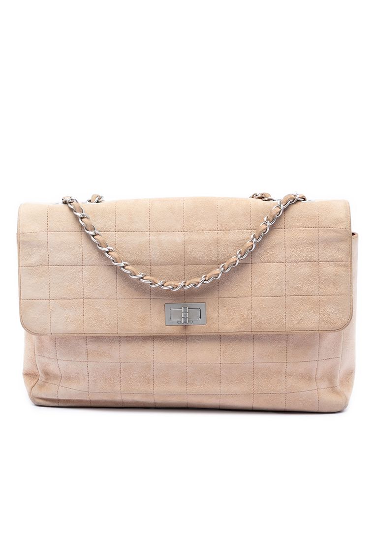 Chanel Pre-Loved Chanel Choco Bar Suede Mademoiselle Turnlock Flap