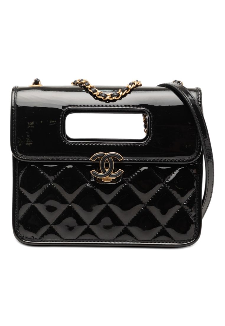Chanel Pre-Loved Chanel Mini Quilted Patent Graphic Catch Flap
