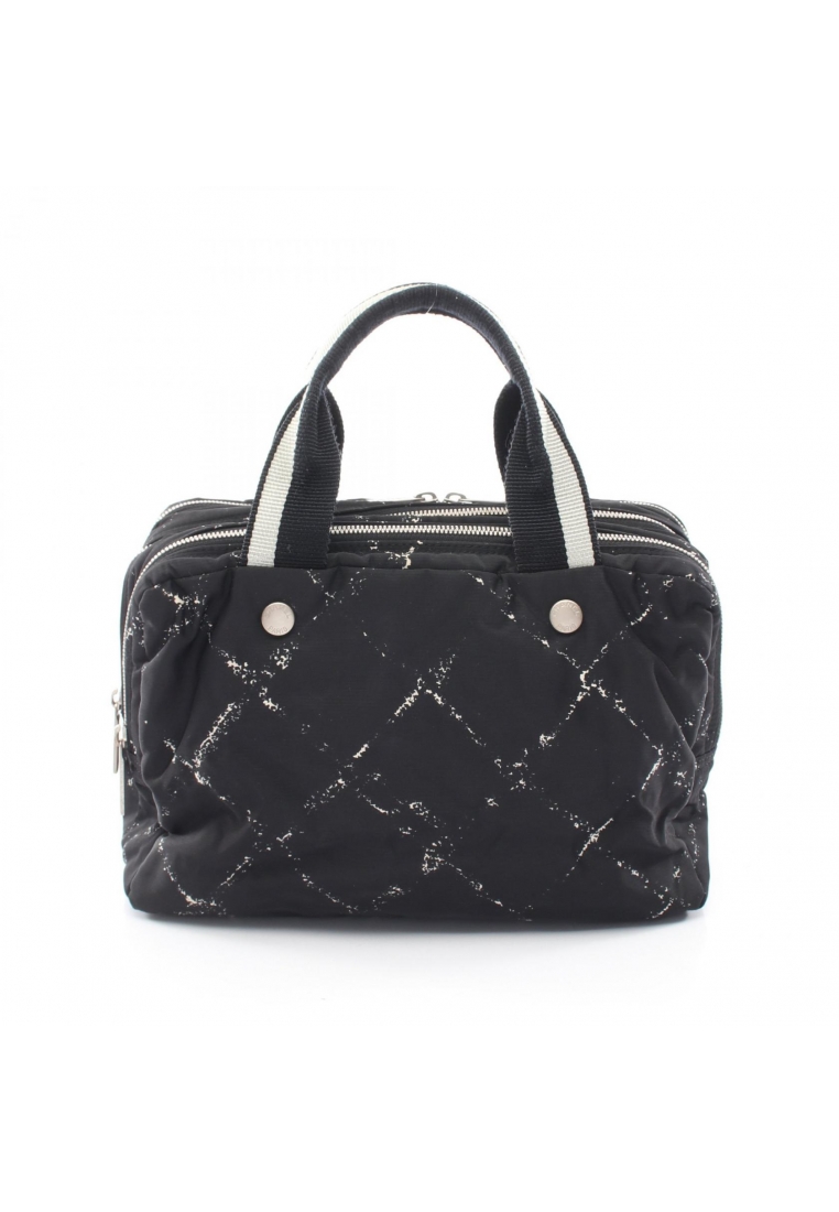 Chanel Pre-Loved Chanel old travel line Handbag Nylon black silver hardware