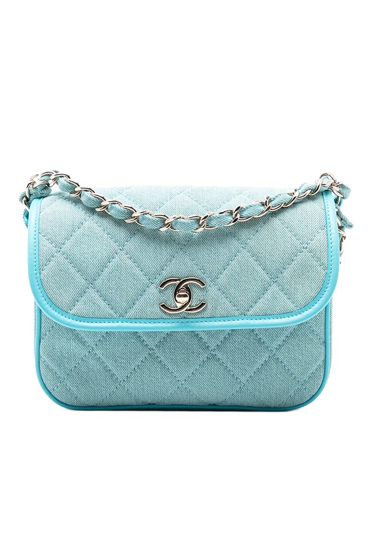Chanel Pre-Loved Chanel Small Cc Quilted Denim Messenger Flap