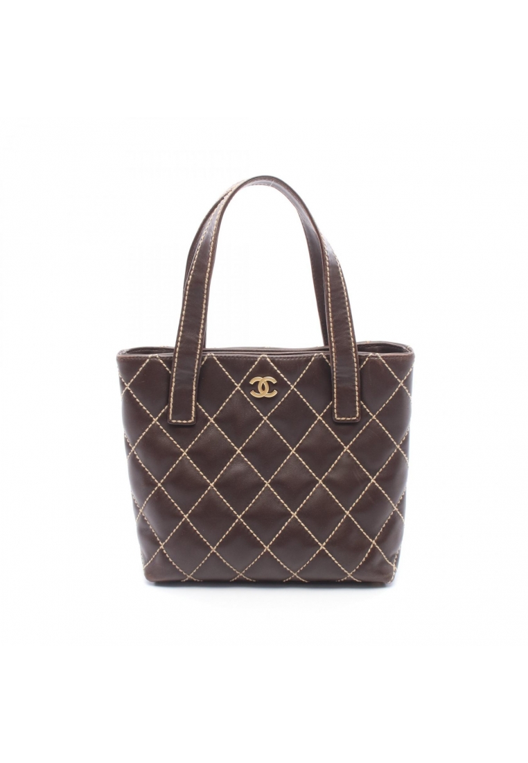 Chanel Pre-Loved Chanel wild stitch Handbag tote bag leather Brown gold hardware