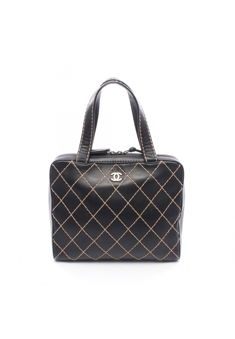 CHANEL Pre-Loved Chanel wild stitch tote bag Handbag tote bag leather black gold hardware