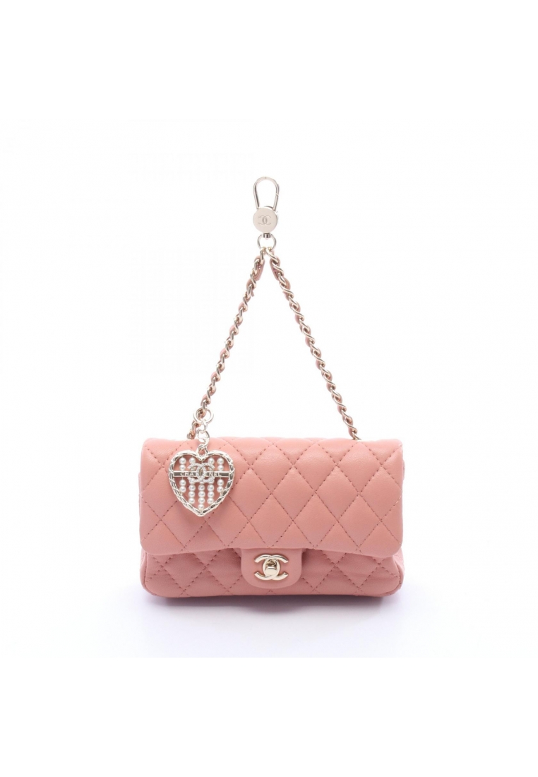 Chanel Pre-Loved Chanel matelasse classic mini bag bag charm leather pink gold hardware
