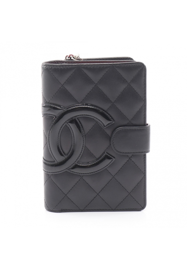 Chanel Pre-Loved Chanel Cambon line Bi-fold wallet leather Patent leather black silver hardware