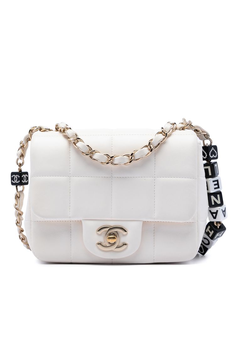 CHANEL Pre-Loved Chanel Mini Quilted Lambskin Resin Crystal Square Monacoco Flap