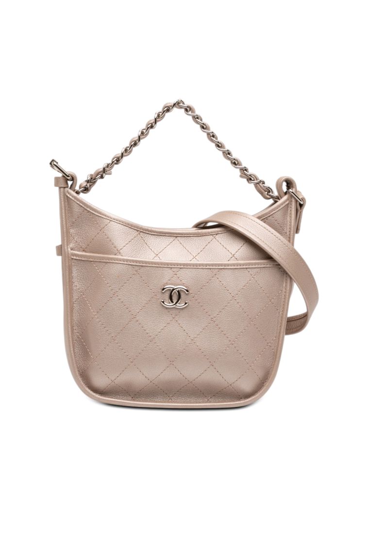 CHANEL Pre-Loved Chanel Small Quilted Metallic Calfskin Jungle Stroll Hobo