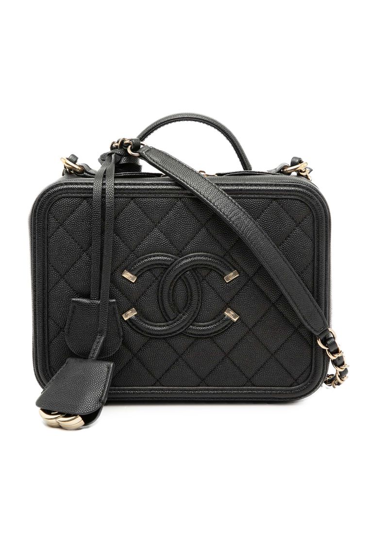 Chanel Pre-Loved Chanel Medium Caviar Cc Filigree Vanity Case