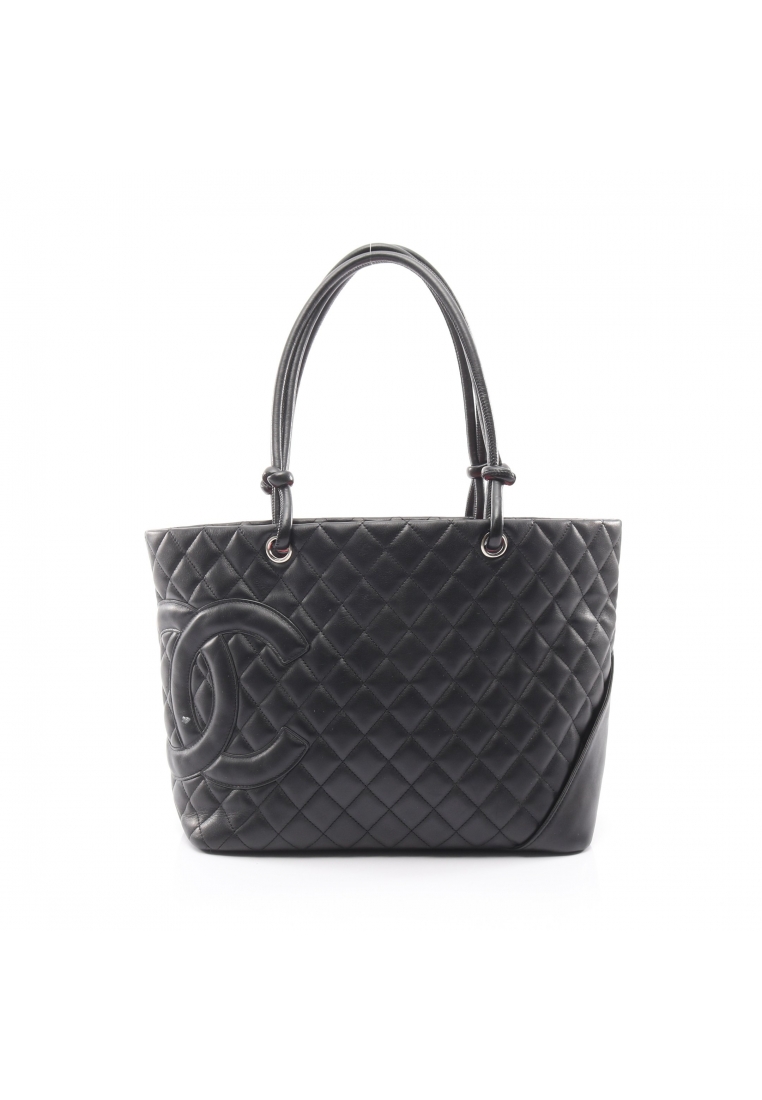 Chanel Pre-Loved Chanel Cambon line Large Shoulder bag tote bag leather black silver hardware