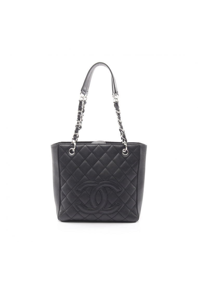 Chanel Pre-Loved Chanel matelasse PST chain shoulder bag chain tote bag Caviar skin black silver har