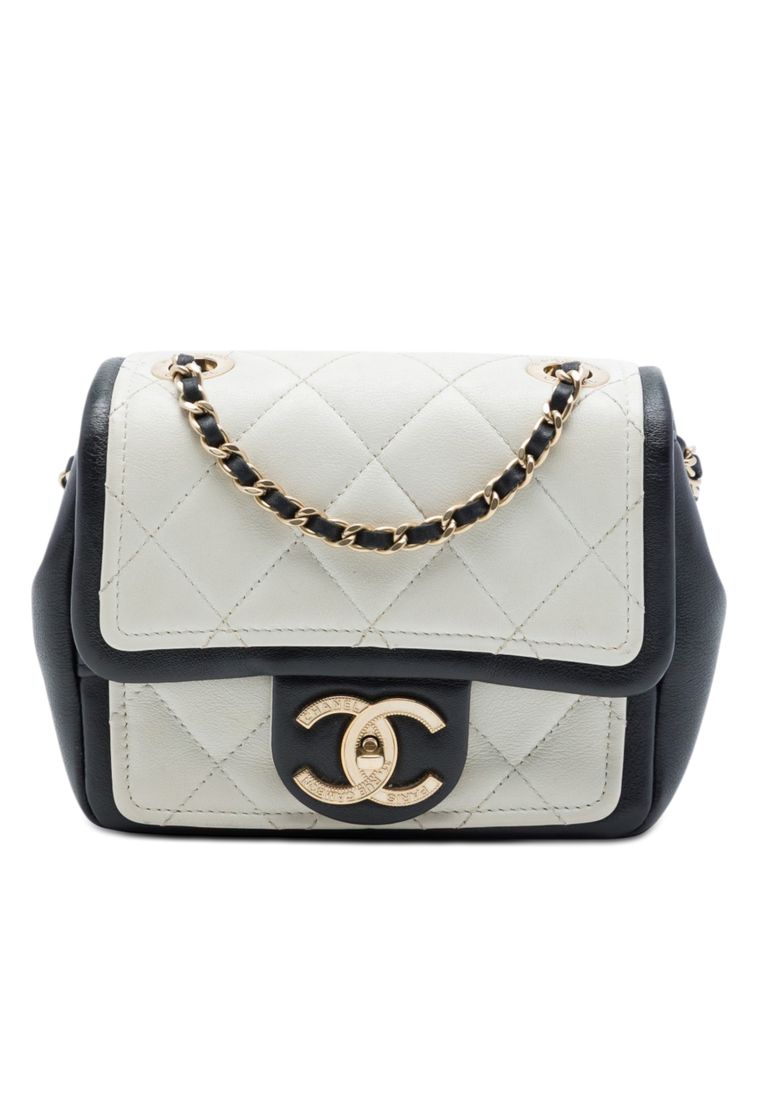 CHANEL Pre-Loved Chanel Mini Square Calfskin Graphic Flap Crossbody