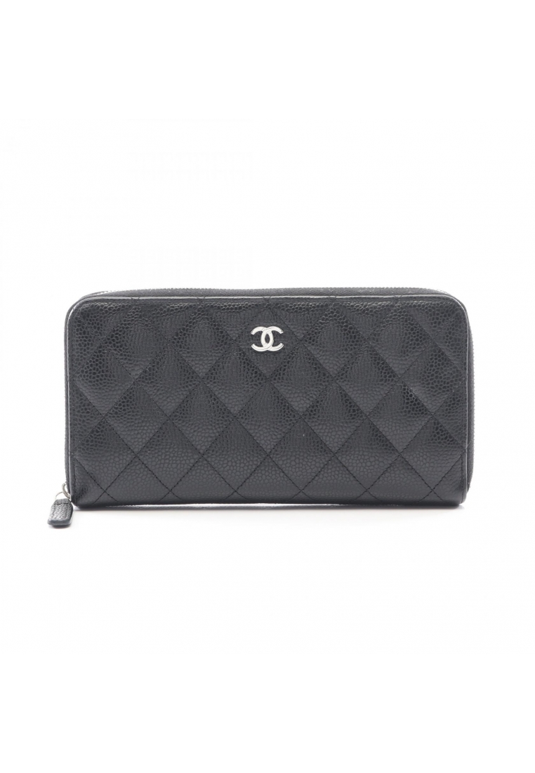 Chanel Pre-Loved Chanel classic long zip wallet matelasse round zipper long wallet Caviar skin black
