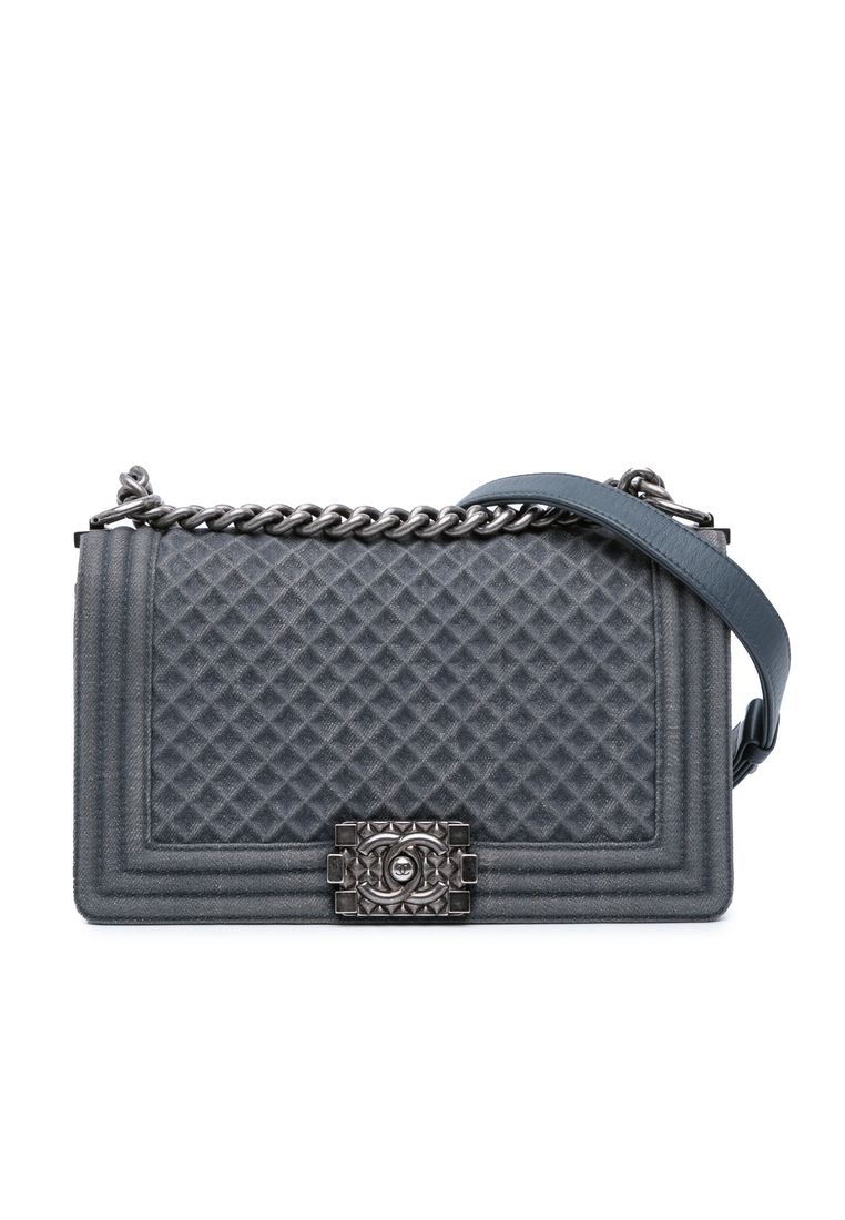 Chanel Pre-Loved Chanel Medium Embossed Denim Boy Flap