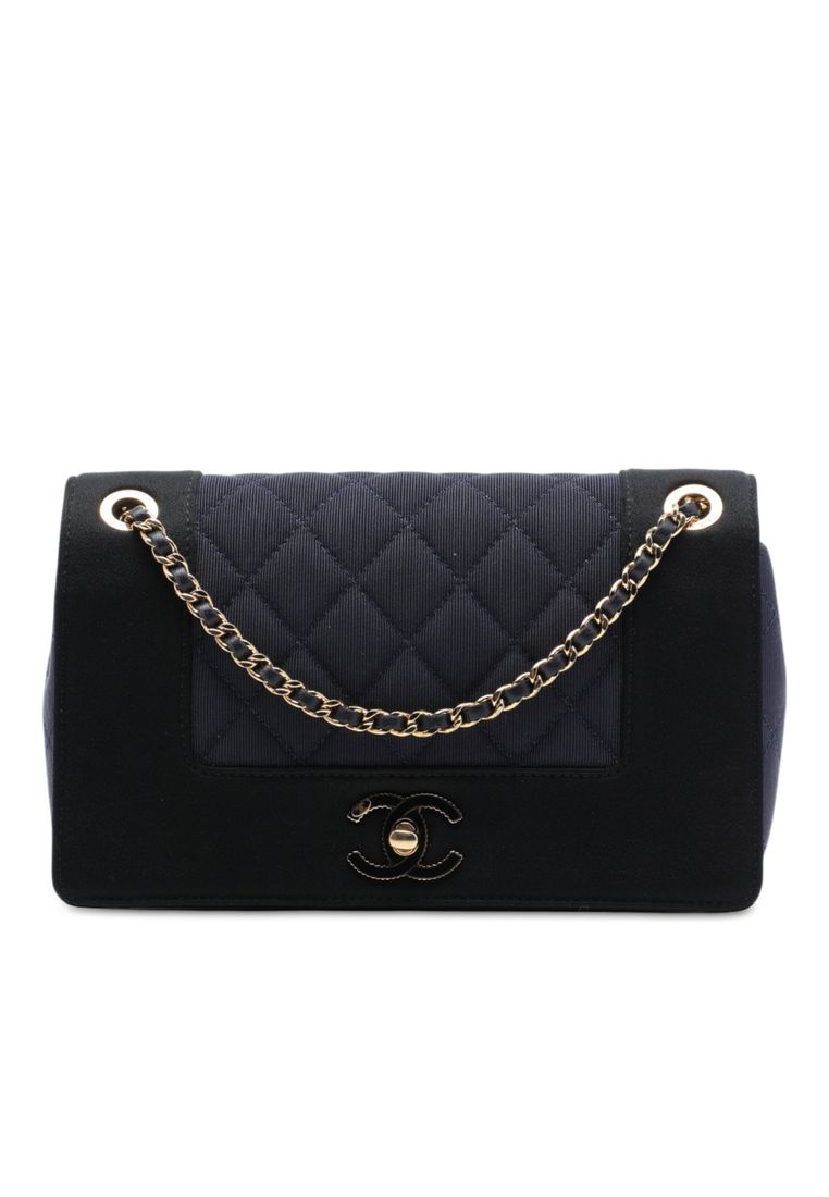 Chanel Pre-Loved Chanel Small Bicolor Quilted Grosgrain Satin Small Mademoiselle Double Flap