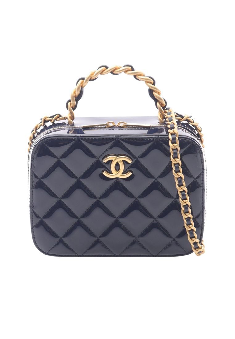 CHANEL Pre-Loved Chanel Cc Quilted Patent Vanity Case