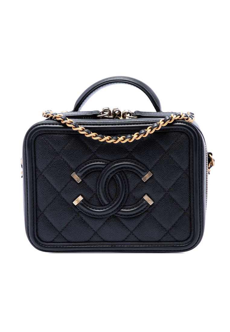 CHANEL Pre-Loved Chanel Small Caviar Cc Filigree Vanity Case
