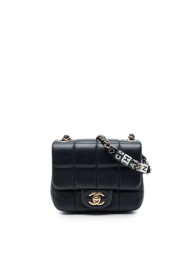 CHANEL Pre-Loved Chanel Mini Quilted Lambskin Resin Crystal Square Monacoco Flap