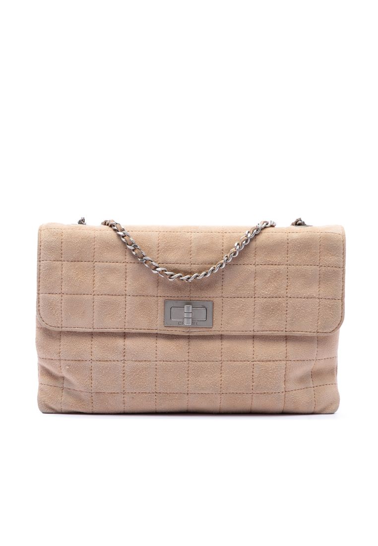 Chanel Pre-Loved Chanel Choco Bar Suede Mademoiselle Turnlock Flap