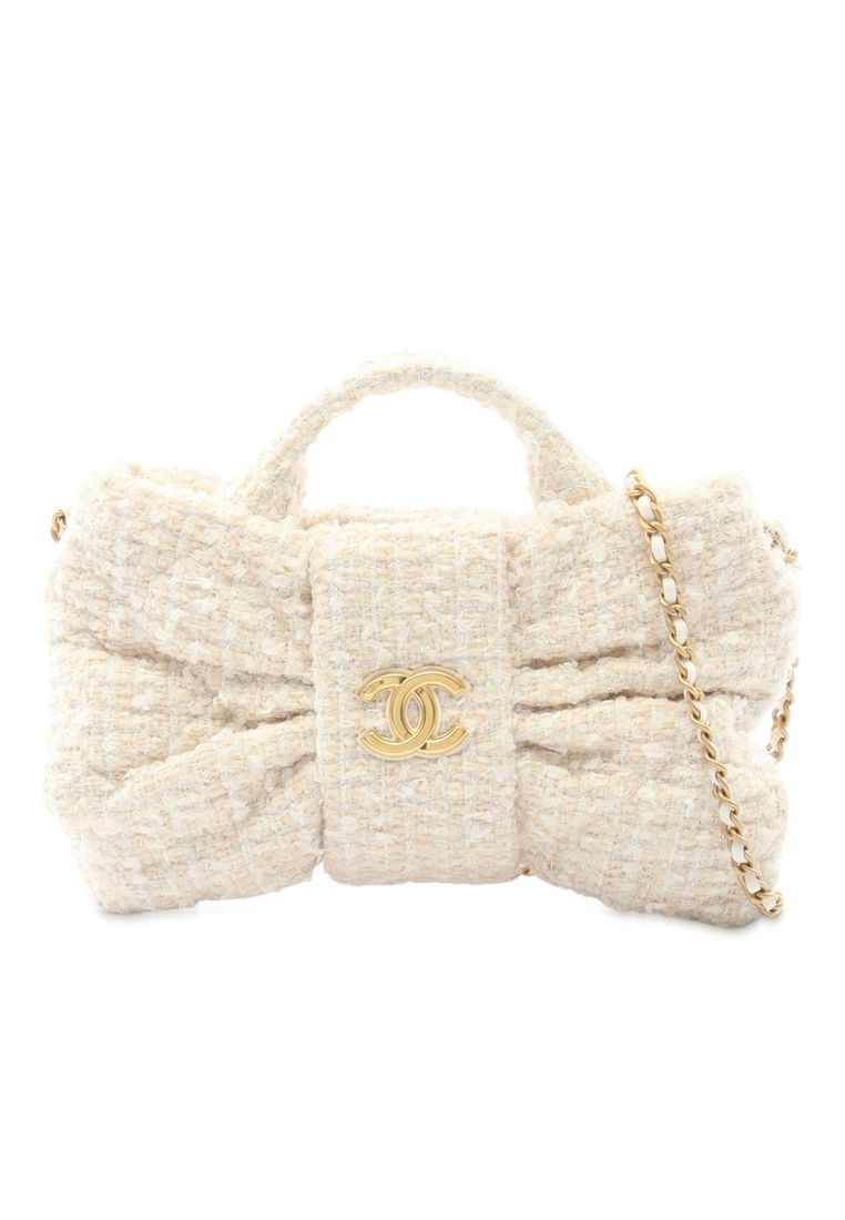 CHANEL Pre-Loved Chanel Mini Cc Tweed Bow Satchel
