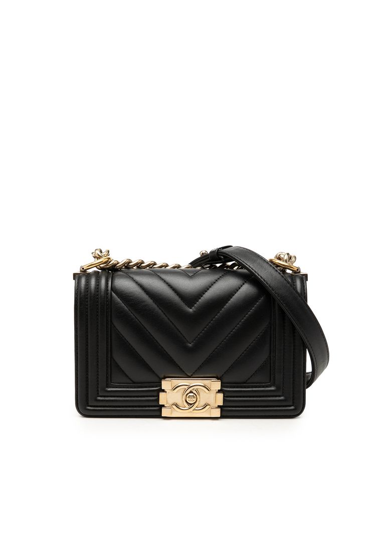 CHANEL Pre-Loved Chanel Small Chevron Lambskin Boy Flap