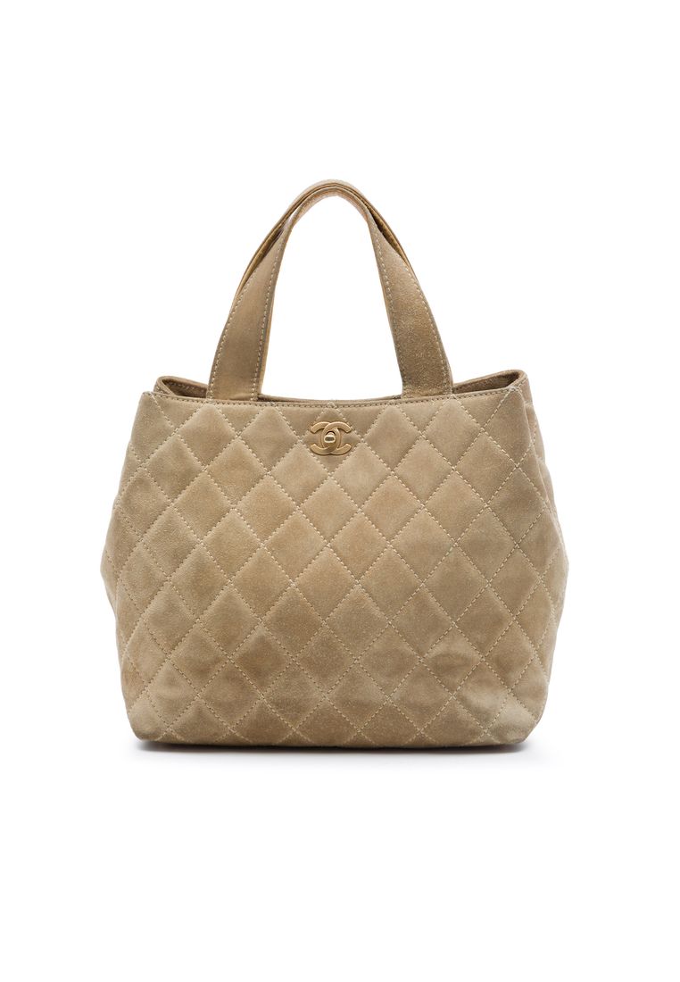 CHANEL Pre-Loved Chanel Mini Cc Quilted Suede Shopping Tote