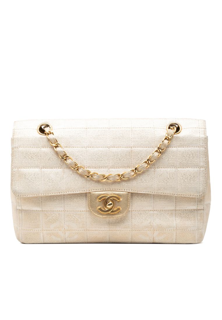CHANEL Pre-Loved Chanel New Travel Line Medium Metallic Nylon Single Flap