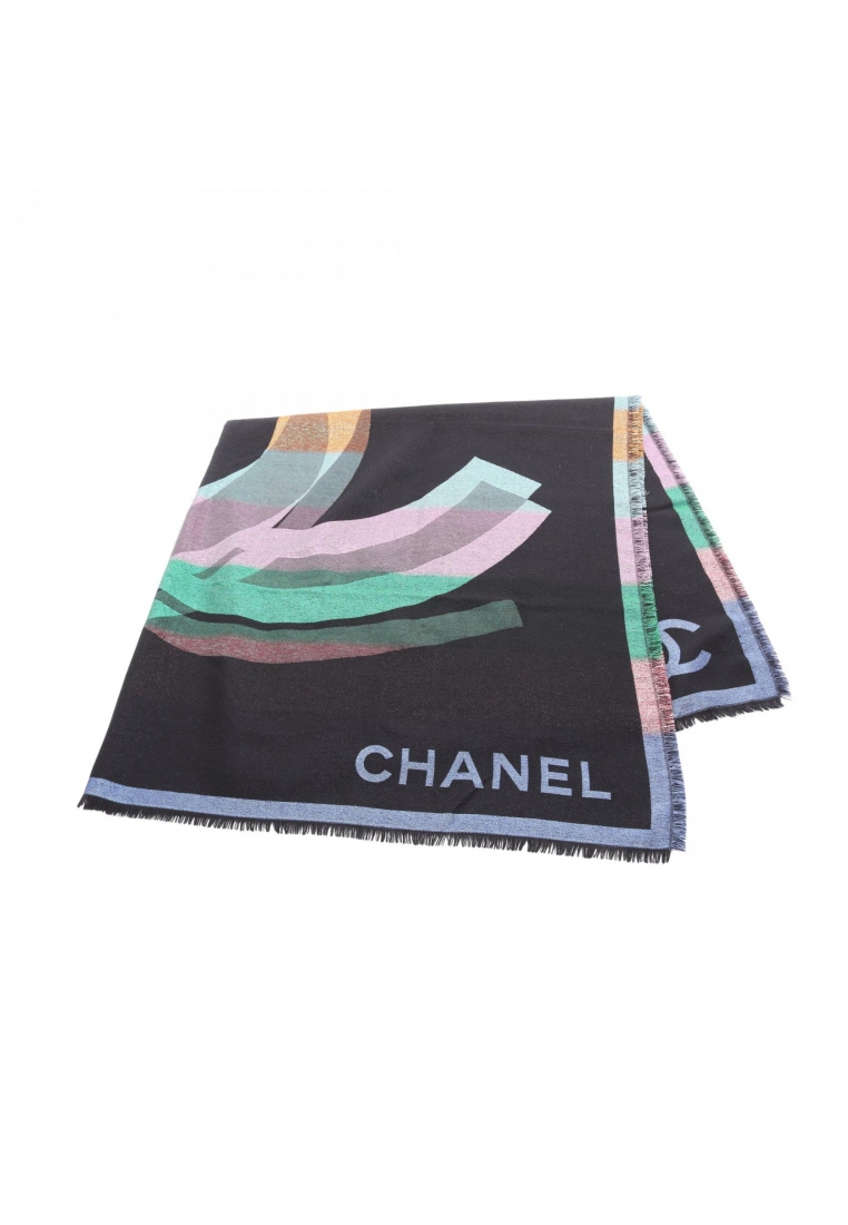 Chanel Pre-Loved Chanel coco mark Stall cashmere silk black multicolor