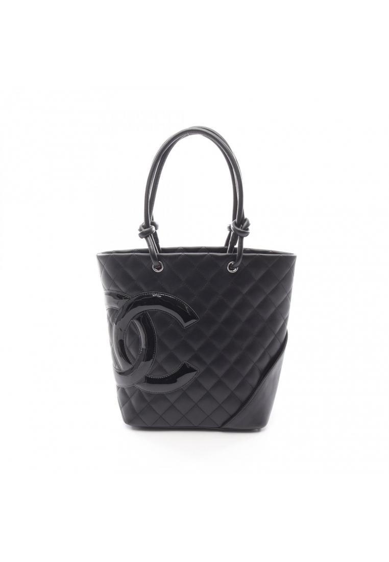 Chanel Pre-Loved Chanel Cambon line Medium Handbag tote bag leather black silver hardware