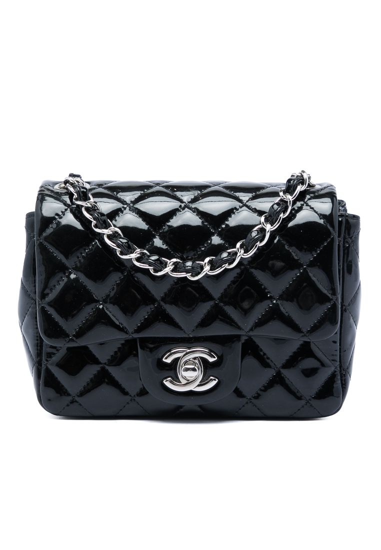 CHANEL Pre-Loved Chanel Mini Square Classic Patent Single Flap