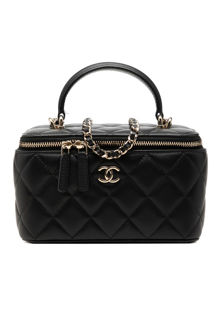 CHANEL Pre-Loved Chanel Small Lambskin Top Handle Vanity Case With Chain