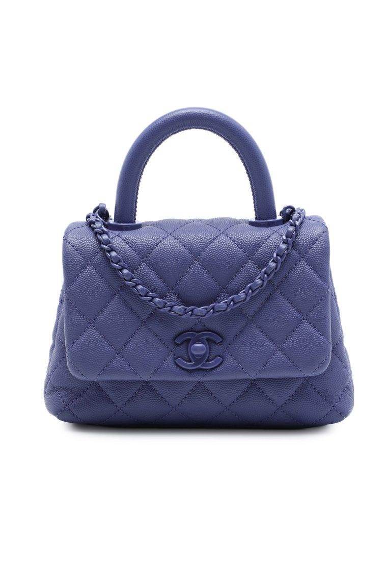 CHANEL Pre-Loved Chanel Extra Mini Quilted Caviar Incognito Coco Top Handle Bag