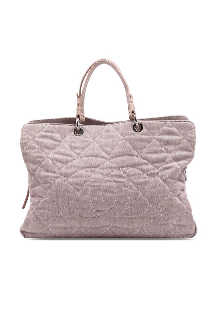 CHANEL Pre-Loved Chanel Large Cc Quilted Denim Tote