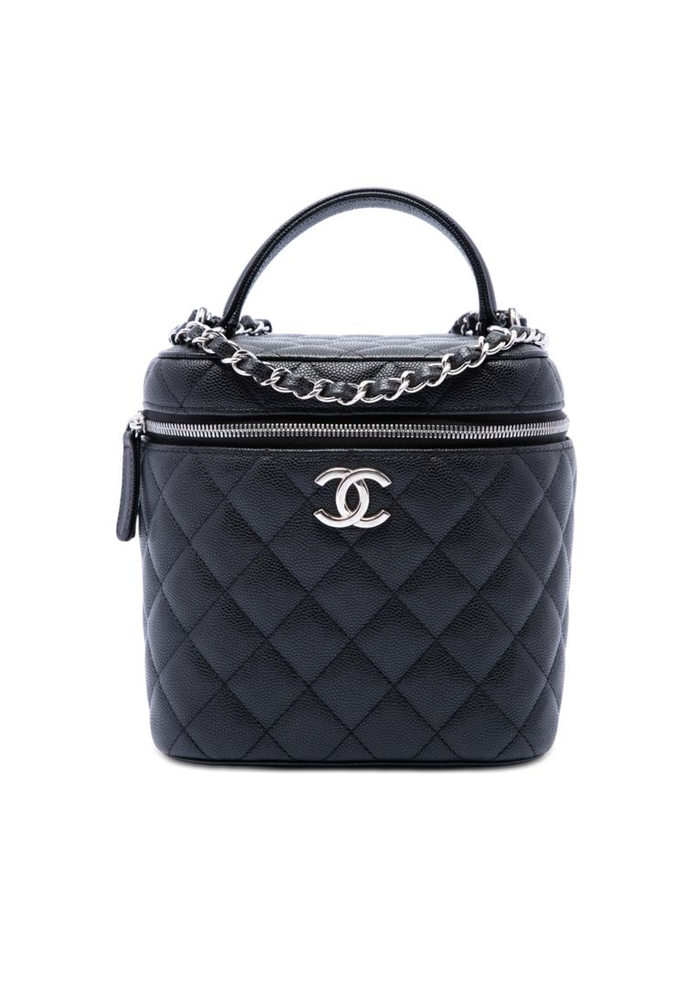CHANEL Pre-Loved Chanel Cc Quilted Caviar Top Handle Vanity With Chain