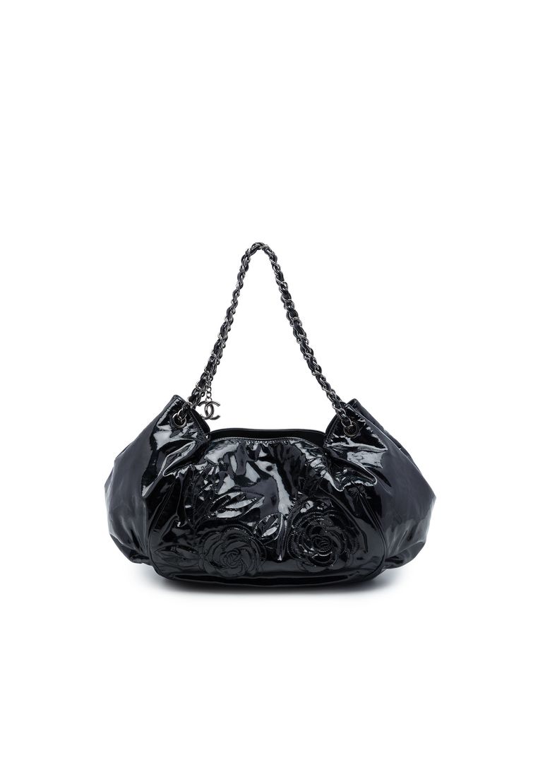 CHANEL Pre-Loved Chanel Patent Accordion Camellia Tote